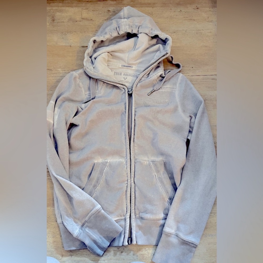 True religion light grey y2k hoodie